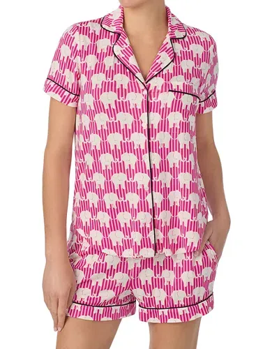 Kate Spade New York Short Pajama Set In Pink/white