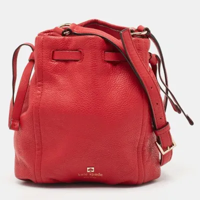 Pre-owned Kate Spade Red Leather Katie Bucket Crossbody Bag