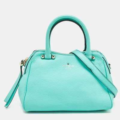 Pre-owned Kate Spade Tiffany Blue Leather Mini Charles Street Audrey Satchel