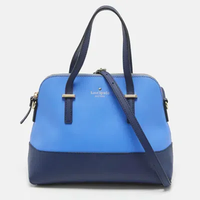 Pre-owned Kate Spade Two Tone Blue Leather Cedar Street Maise Satchel