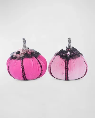 Katherine's Collection Pink Passion Stuffed Pumpkins, Set Of 2