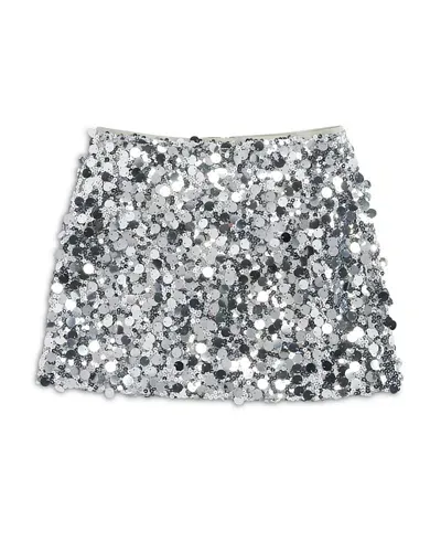 Katiejnyc Girls' Tia Sequin Mini Skirt - Big Kid In Silver Sequin