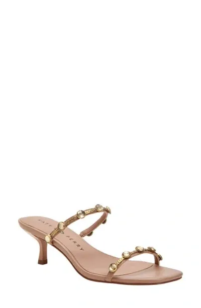 Katy Perry The Ladie Embellished Kitten Heel Slide Sandal In True Taupe