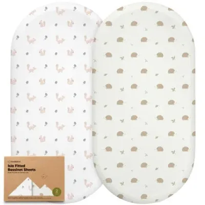 Keababies Kids'  2-pack Isla Fitted Bassinet Sheets In White