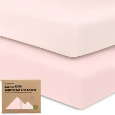 Keababies Kids'  2-pack Soothe [protect+] Waterproof Crib Sheets In Mist Rose