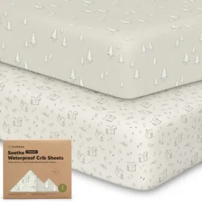 Keababies Kids'  2-pack Soothe [protect+] Waterproof Crib Sheets In Pine Grove