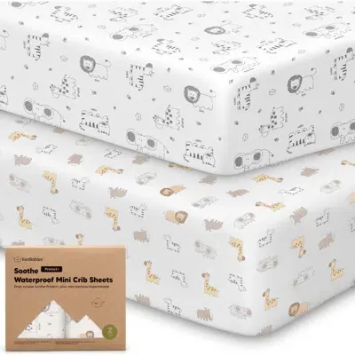 Keababies Kids'  2-pack Soothe [protect+] Waterproof Mini Crib Sheets In White