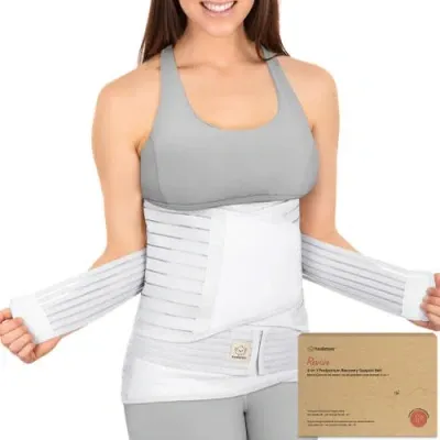 Keababies Revive 3-in-1 Postpartum Recovery Support Belt In White