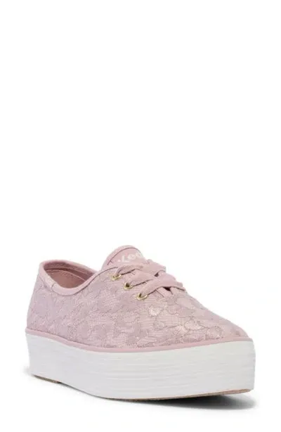 Keds ® Point Glitter Platform Sneaker In Dark Pink