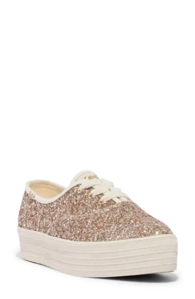 Keds ® Point Glitter Platform Sneaker In Gold Glitter