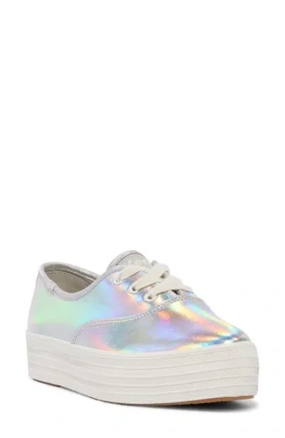 Keds ® Point Platform Sneaker In Silver Leather