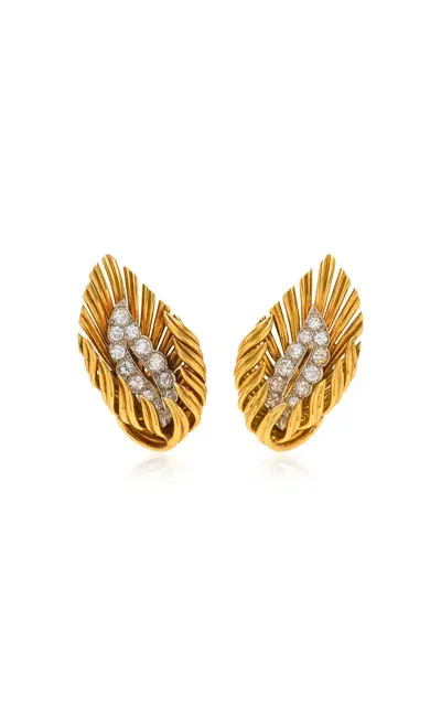 Kentshire Boucheron 18k Yellow Gold Diamond Clip-on Earrings