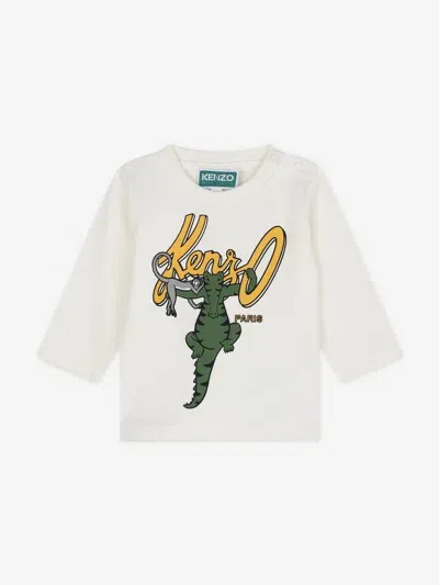 Kenzo Babies' Logo-print Cotton T-shirt In Ivory