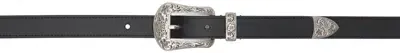 Kenzo Black  Paris Buckle Western Leather Belt