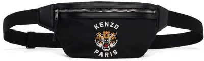 Kenzo Varsity Black Fanny Pack With Logo Embroidery In Tech Fabric Man