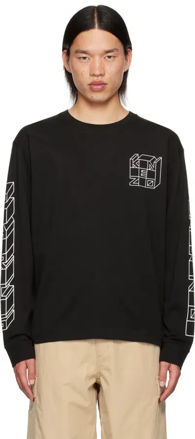 Kenzo Black  Paris Kube Classic Long Sleeve T-shirt