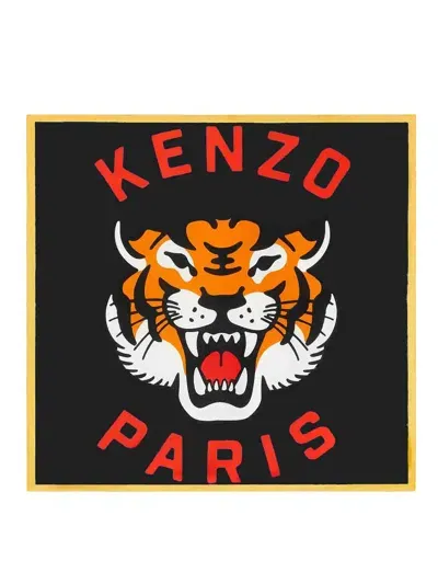 Kenzo Black Lucky Tiger Foulard In Negro