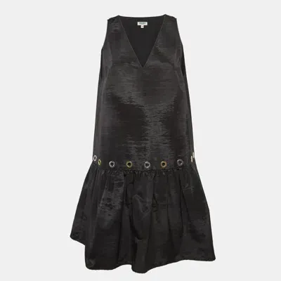 Pre-owned Kenzo Black Synthetic Eyelet Detail Sleeveless Mini Dress M