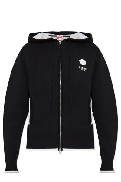 Kenzo Boke 2.0 Zipped Embroidered Hoodie In Black