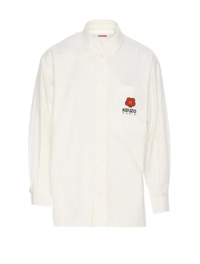 Kenzo Boke Crest Oversize Shirt In White