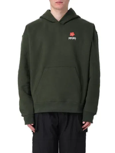 Kenzo Boke Flower Drop Shoulder Oversize Hoodie In Green