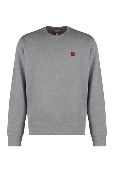 Kenzo Boke Flower Embroidered Crewneck Sweatshirt In Grey