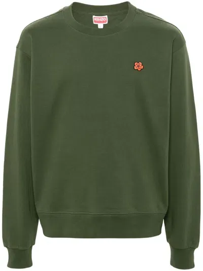 Kenzo Boke Flower-embroidered Sweatshirt In Green