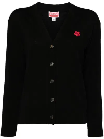 Kenzo Boke Flower Jersey Cardigan In Black