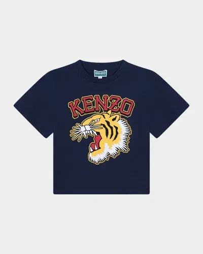 Kenzo Kids' Boy's Classic Animal & Logo-print T-shirt In Navy