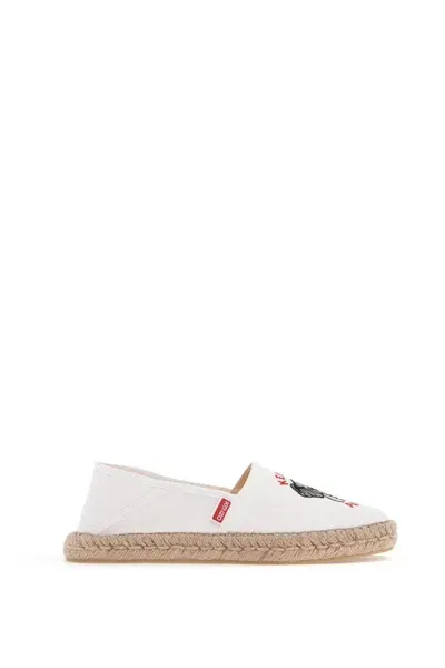 Kenzo Canvas Espadrilles With Logo Embroidery In White