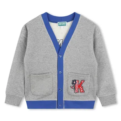 Kenzo Kids' Logo-appliqué Cotton Cardigan In Grey