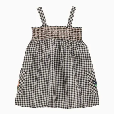 Kenzo Kids' Checked Cotton-blend Dress In Beige