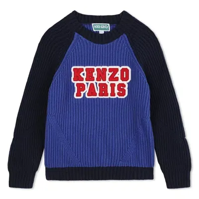 Kenzo Kids' Color Block Sweater In Blue