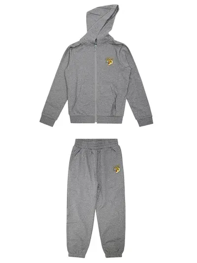 Kenzo Kids'  Completo Tuta Felpa Full Zip In Gray