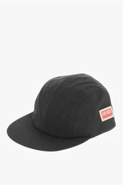 Kenzo Cotton Blend Cap With Leather Detail