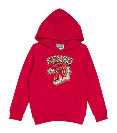 Kenzo Kids' Cotton Embroidered Hoodie In Red