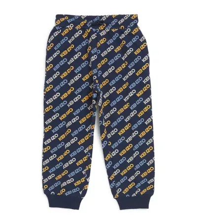 Kenzo Kids' Cotton Logo Sweatpants In Navy