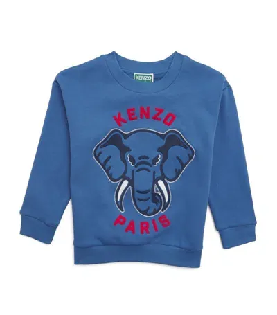 Kenzo Kids' Cotton-blend Logo Sweatshirt (2-14 Years) In Paleblue