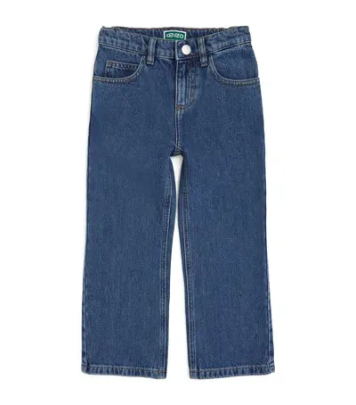 Kenzo Kids' Cotton Straight-leg Jeans In Blue