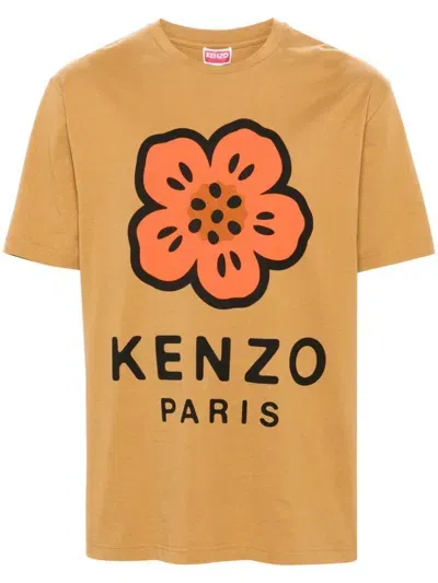 Kenzo Boke Flower Cotton T-shirt In Beige