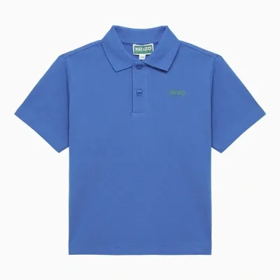 Kenzo Kids' Electric Blue Cotton Polo Shirt With Logo