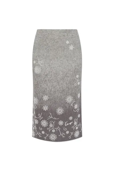 Kenzo Embellished Midi Skirt In Grey