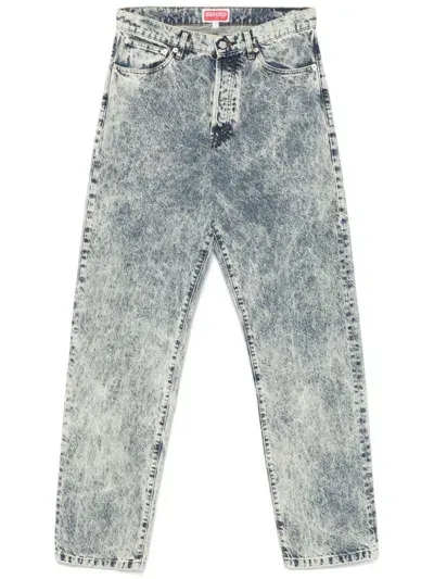 Kenzo Faded Long Jeans In Blue