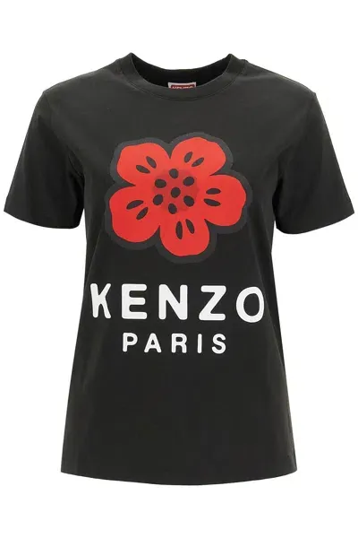 Kenzo Flower Print T-shirt In Black