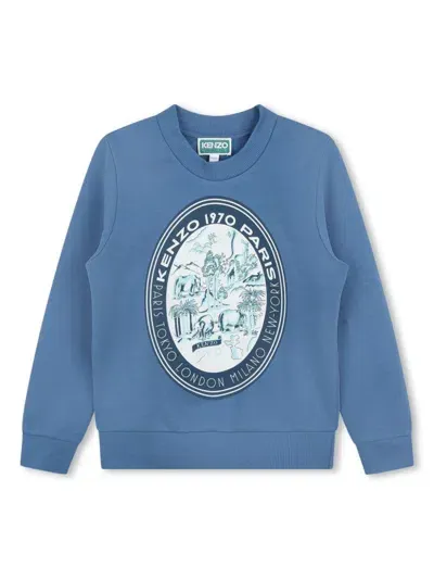 Kenzo Kids' Graphic-print Cotton Sweatshirt In Blue