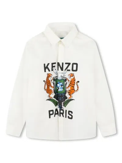 Kenzo Kids' Graphic-print Shirt In White