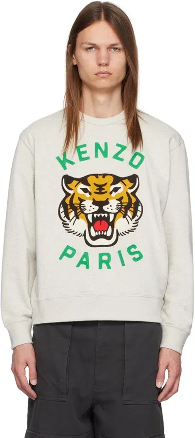 Kenzo Gray  Paris Lucky Tiger Sweatshirt In Grey