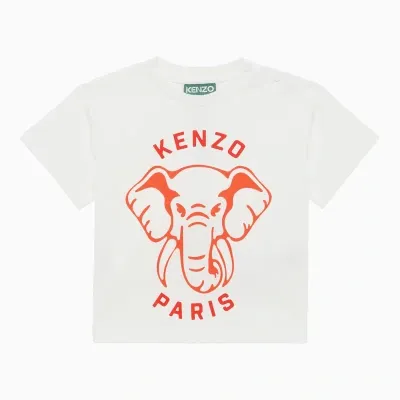 Kenzo Ivory Cotton T-shirt With Logo In White