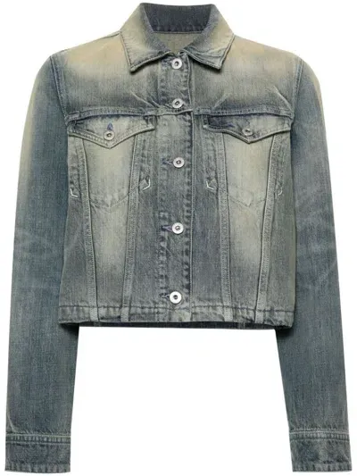 Kenzo Japanese Denim Trucker Jacket Stone Bl Dirty Blue Womens In Stone Bl Dirty Blue Denim