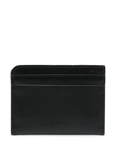 Kenzo Varsity Leather Card Case In Black